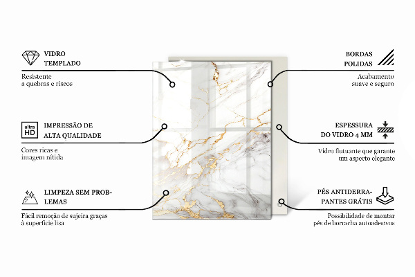 Tablero vidrio mesa rectangular Mármol con vetas delicadas
