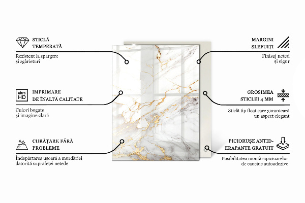 Tablero vidrio mesa rectangular Elegante patrón de mármol