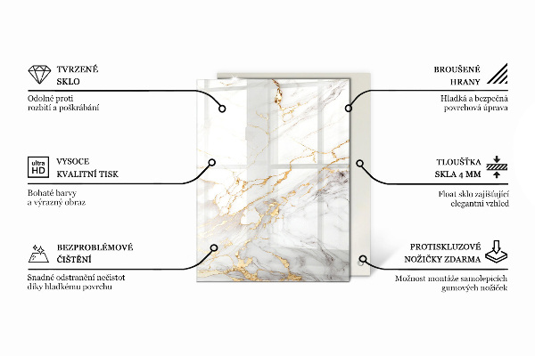 Tablero vidrio mesa rectangular Sutiles vetas de mármol