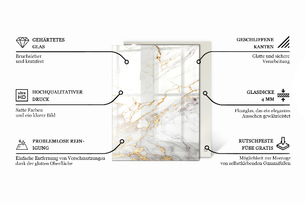 Tablero vidrio mesa rectangular Sutiles vetas de mármol