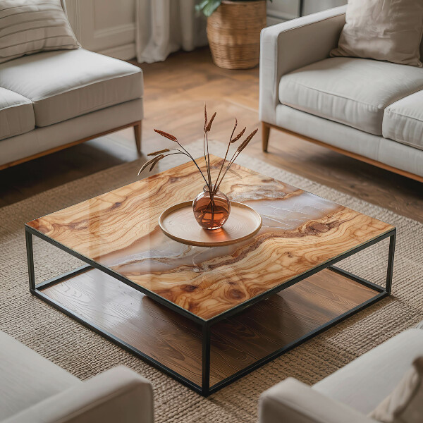 Tablero vidrio mesa rectangular Madera en armonía con la resina