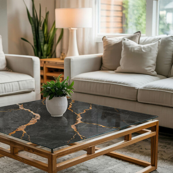 Tablero vidrio mesa rectangular Vetas de mármol en el diseño