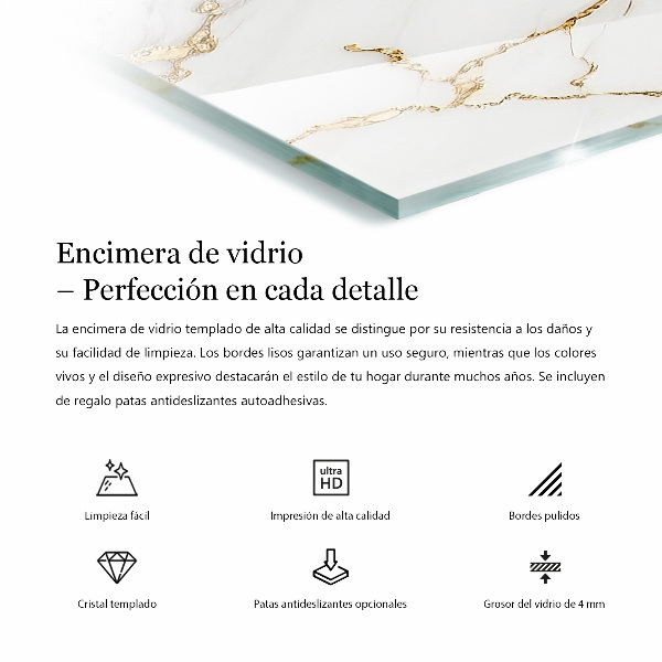 Tablero vidrio mesa rectangular Vetas de mármol en el diseño