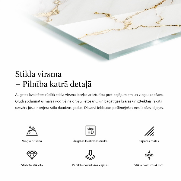 Tablero vidrio mesa rectangular Vetas de mármol en el diseño