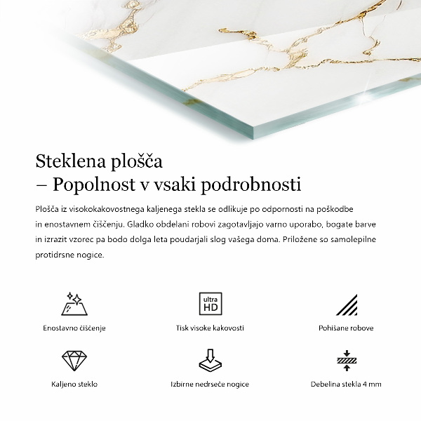 Tablero vidrio mesa rectangular Vetas de mármol en el diseño