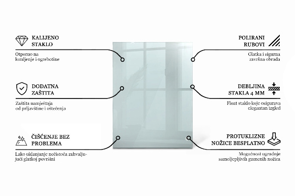 Tablero para mesa rectangular transparente