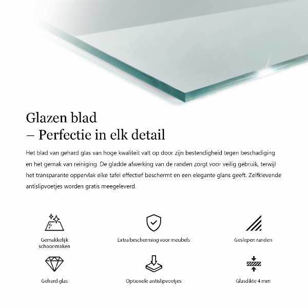 Tablero para mesa rectangular transparente