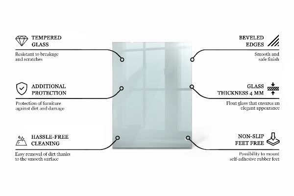 Tablero para mesa rectangular transparente
