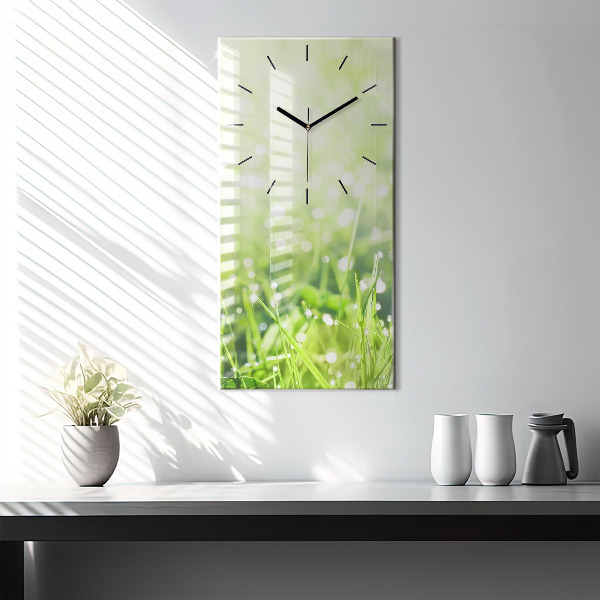 Reloj de vidrio vertical Hierba verde - espejomat.es