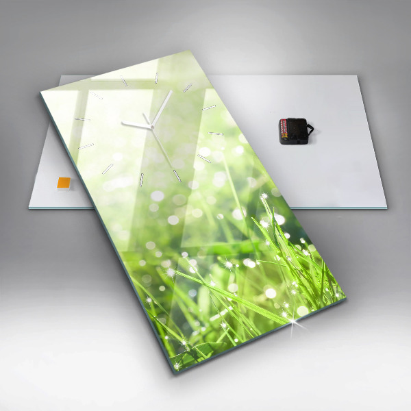 Reloj de vidrio vertical Hierba verde - espejomat.es