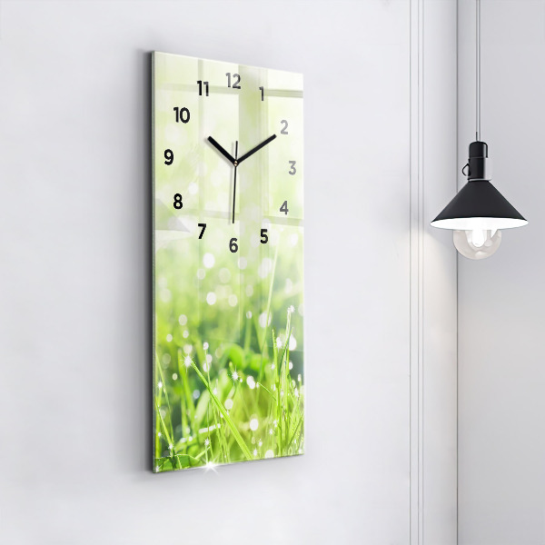 Reloj de vidrio vertical Hierba verde - espejomat.es