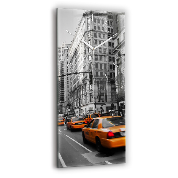 Reloj de cristal vertical Manhattan y taxis - espejomat.es