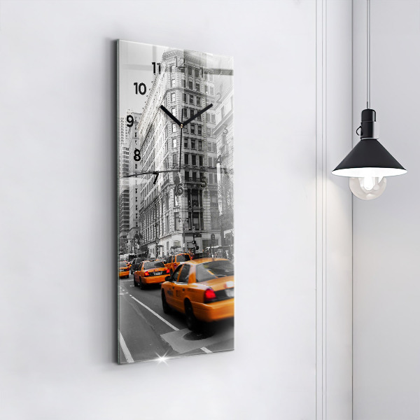 Reloj de cristal vertical Manhattan y taxis - espejomat.es