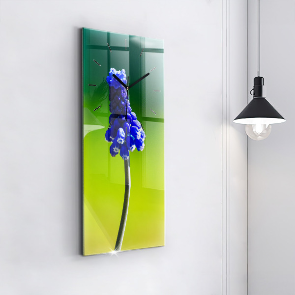Reloj de vidrio vertical Flores azules - espejomat.es