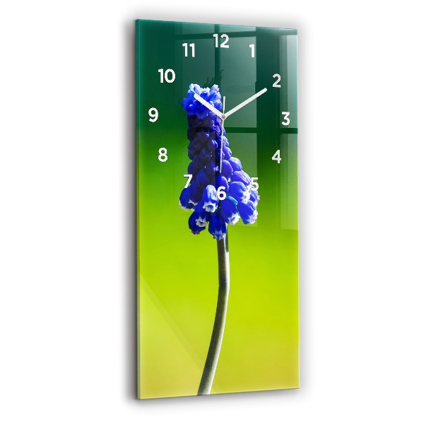 Reloj de vidrio vertical Flores azules - espejomat.es