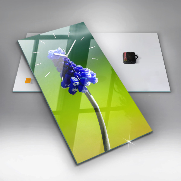 Reloj de vidrio vertical Flores azules - espejomat.es