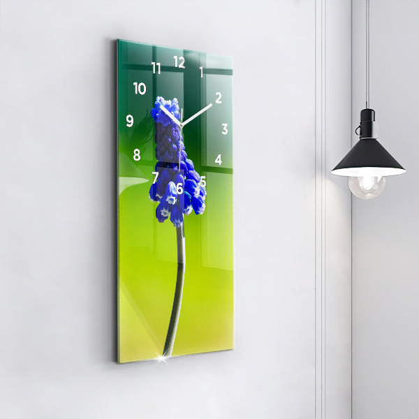 Reloj de vidrio vertical Flores azules - espejomat.es