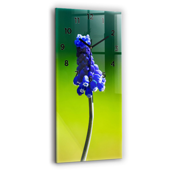 Reloj de vidrio vertical Flores azules - espejomat.es