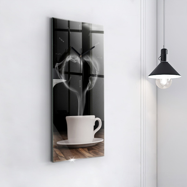 Reloj de cristal vertical Taza de café caliente - espejomat.es