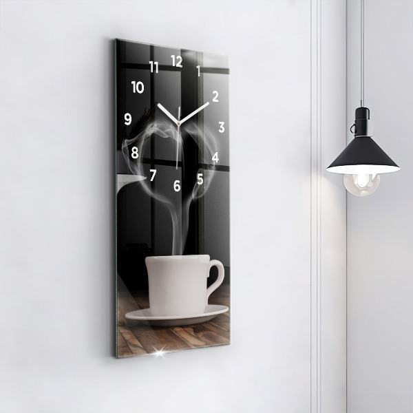 Reloj de cristal vertical Taza de café caliente - espejomat.es