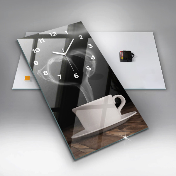 Reloj de cristal vertical Taza de café caliente - espejomat.es