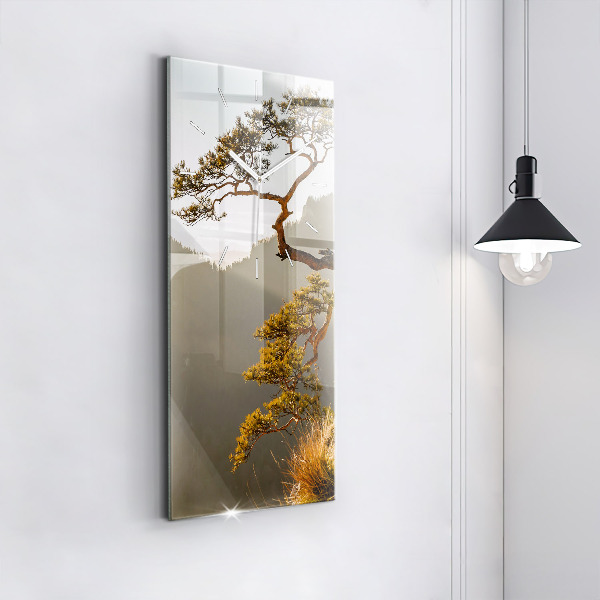 Reloj de cristal vertical Árbol en la montaña - espejomat.es