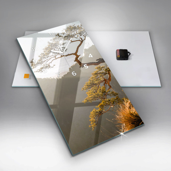 Reloj de cristal vertical Árbol en la montaña - espejomat.es