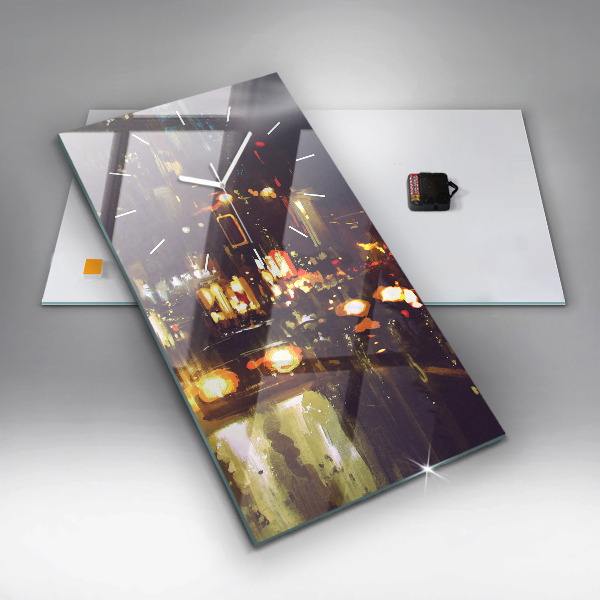 Reloj de vidrio vertical Ciudad pintada - espejomat.es