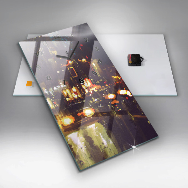 Reloj de vidrio vertical Ciudad pintada - espejomat.es