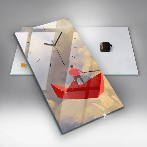 Reloj de vidrio vertical Barcos de papel - espejomat.es