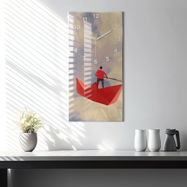 Reloj de vidrio vertical Barcos de papel - espejomat.es
