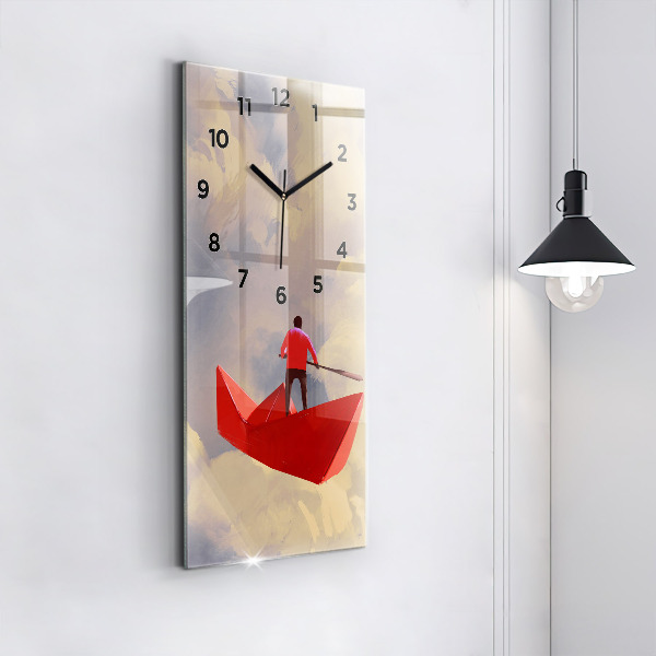 Reloj de vidrio vertical Barcos de papel - espejomat.es