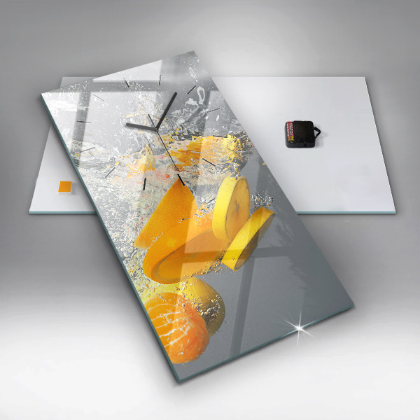 Reloj de cristal vertical Cítricos en agua - espejomat.es