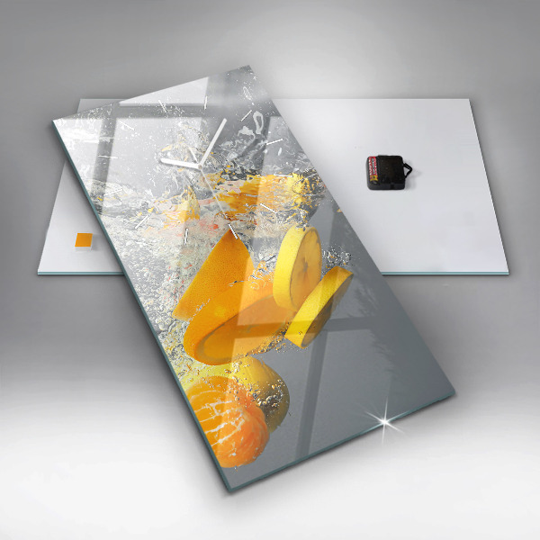 Reloj de cristal vertical Cítricos en agua - espejomat.es