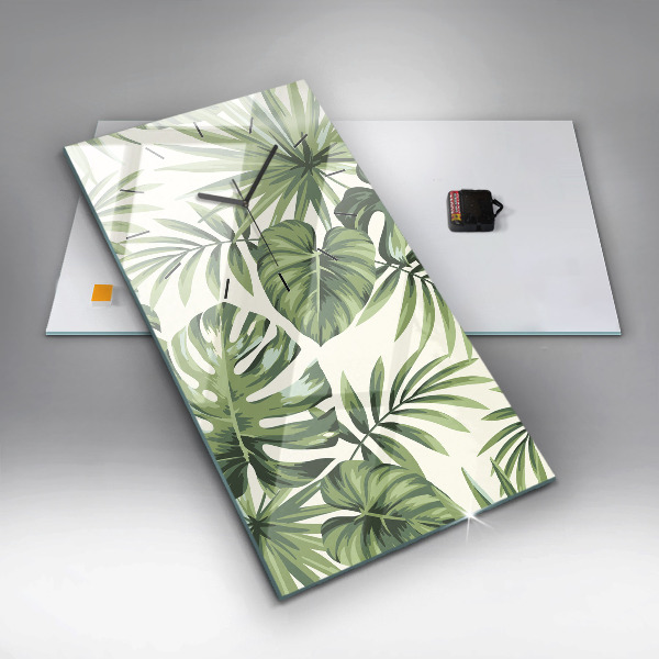 Reloj de cristal vertical Patrón tropical - espejomat.es
