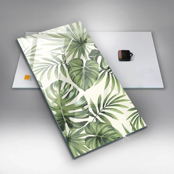 Reloj de cristal vertical Patrón tropical - espejomat.es