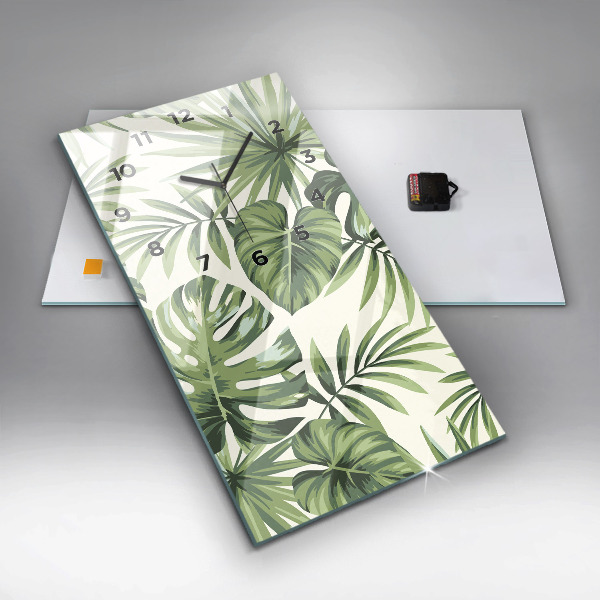 Reloj de cristal vertical Patrón tropical - espejomat.es