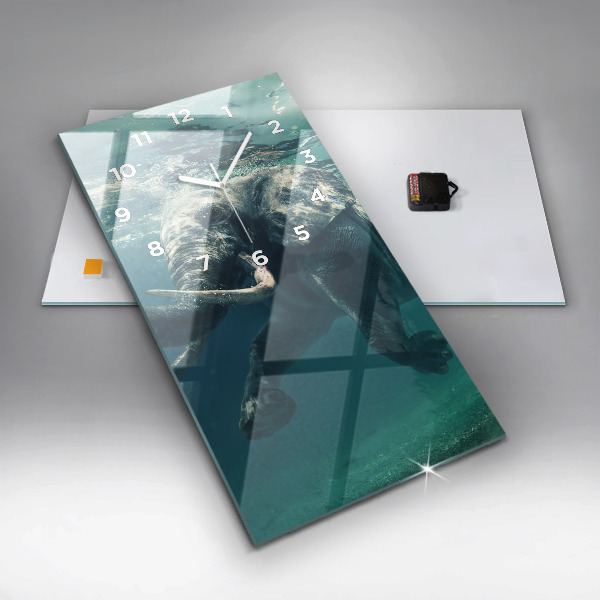 Reloj vertical Elefante flotante en el océano - espejomat.es