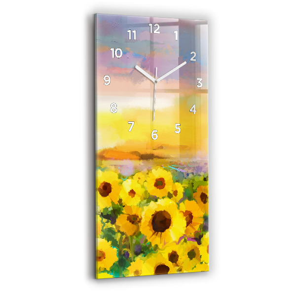 Reloj de vidrio vertical Campo de girasoles - espejomat.es