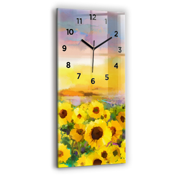 Reloj de vidrio vertical Campo de girasoles - espejomat.es