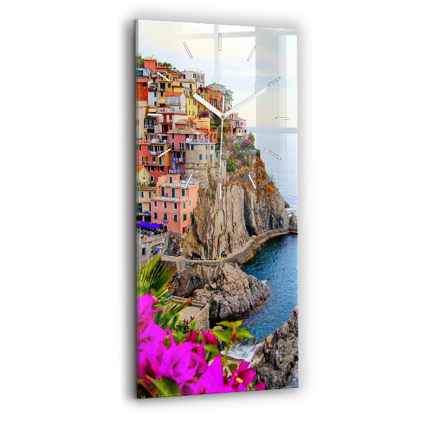 Reloj de vidrio vertical Costa de Cinque Terre - espejomat.es