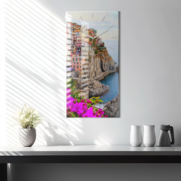 Reloj de vidrio vertical Costa de Cinque Terre - espejomat.es