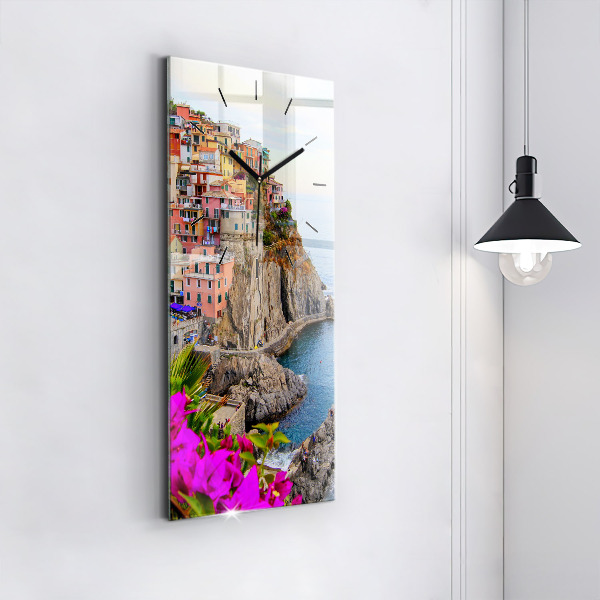 Reloj de vidrio vertical Costa de Cinque Terre - espejomat.es