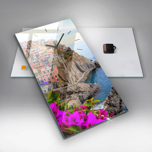 Reloj de vidrio vertical Costa de Cinque Terre - espejomat.es