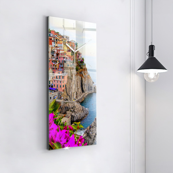 Reloj de vidrio vertical Costa de Cinque Terre - espejomat.es