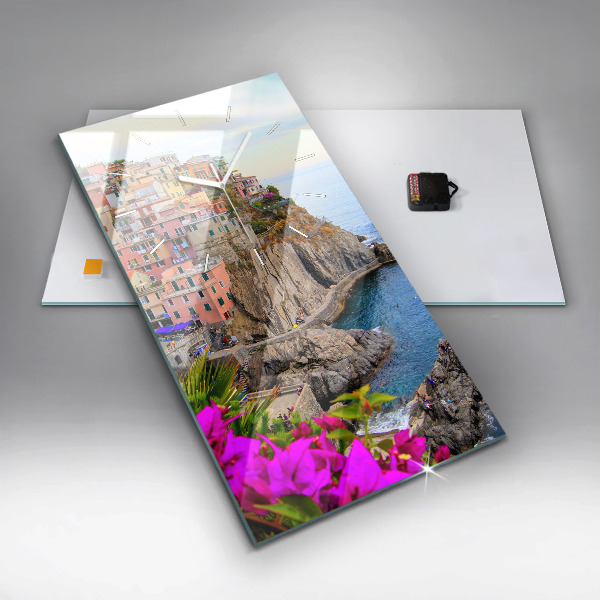 Reloj de vidrio vertical Costa de Cinque Terre - espejomat.es