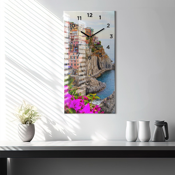 Reloj de vidrio vertical Costa de Cinque Terre - espejomat.es