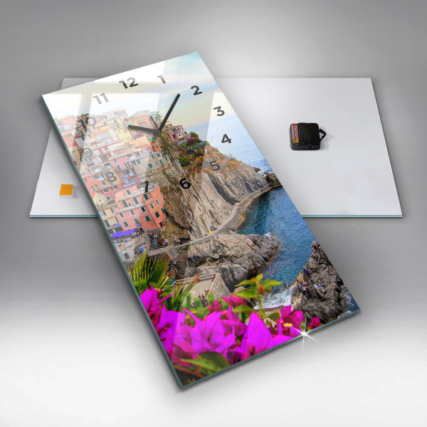 Reloj de vidrio vertical Costa de Cinque Terre - espejomat.es