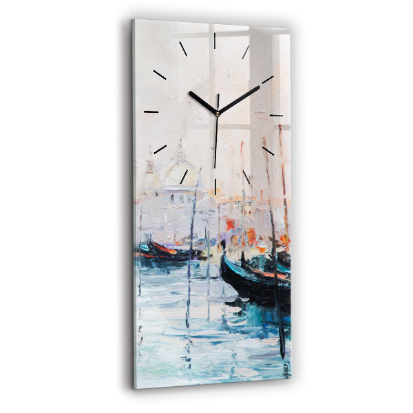 Reloj de vidrio vertical Pintura al óleo yate mar - espejomat.es