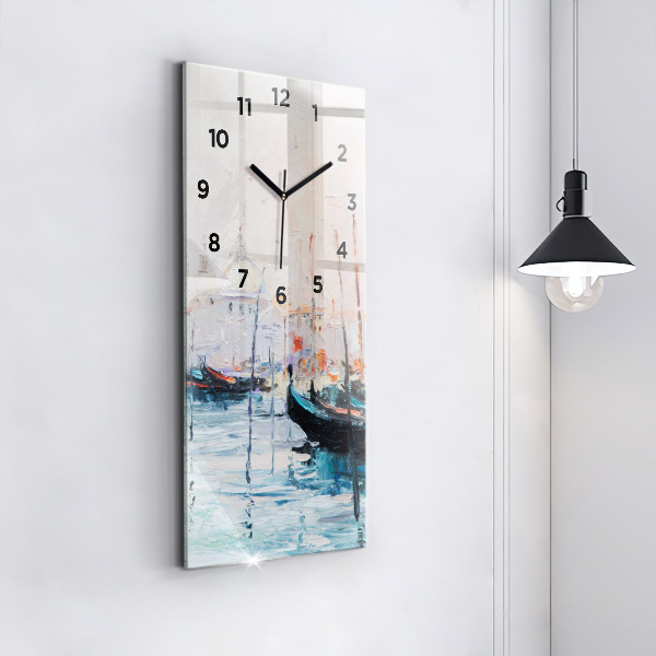 Reloj de vidrio vertical Pintura al óleo yate mar - espejomat.es